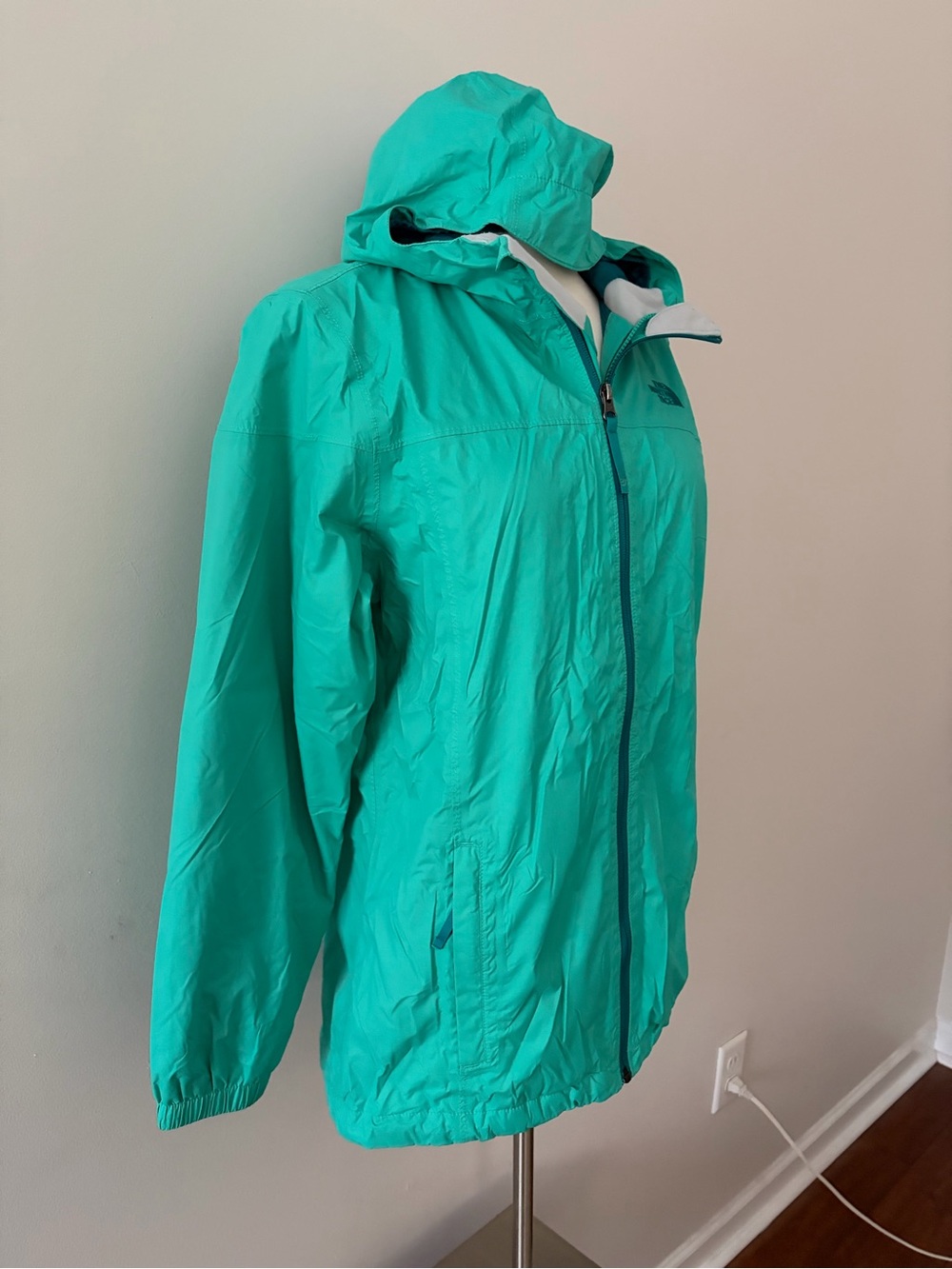 The North Face Juniors Teal Hooded Windbreaker Jacket Gorpcore Outdoorsy - Picture 3 of 11